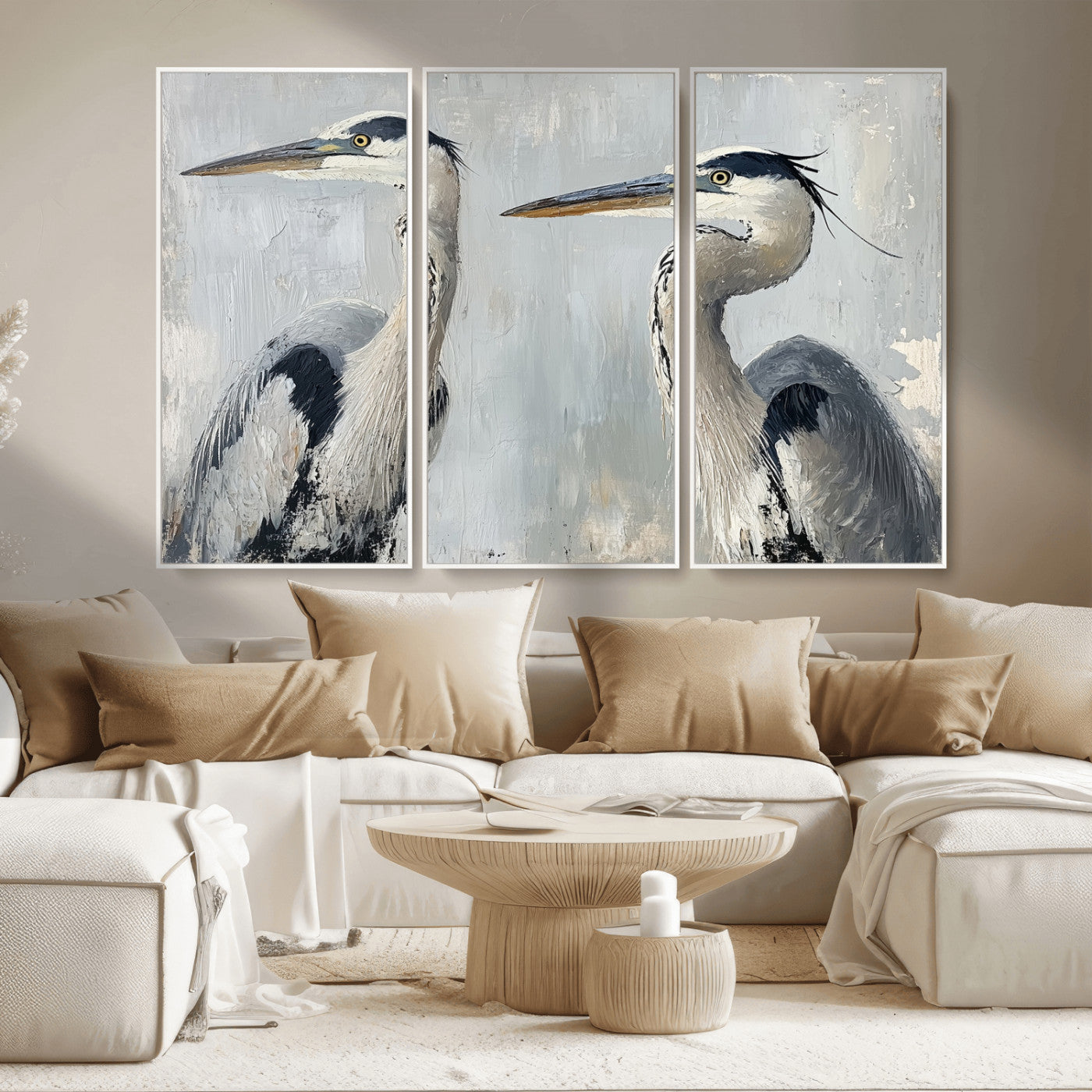 19427826-MGV-CV-36X24-Bird Canvas Decor Wall Art Canvas Print, Framed Coastal Bird Pair Art Picture Print, Minimalist Wildlife Wall Perfect Coastal
