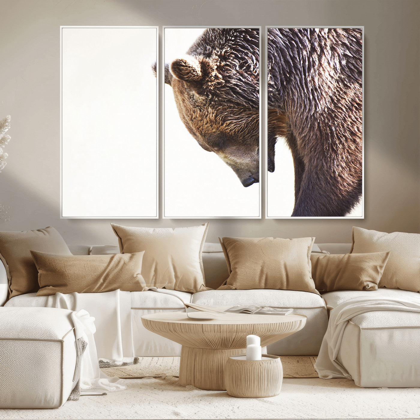 14405507-MGV-CV-36X24-Grizzly Bear Canvas Wall Art – Framed Wildlife Nature Decor, Large Brown Bear Profile Canvas Print for Living Room, Office, or
