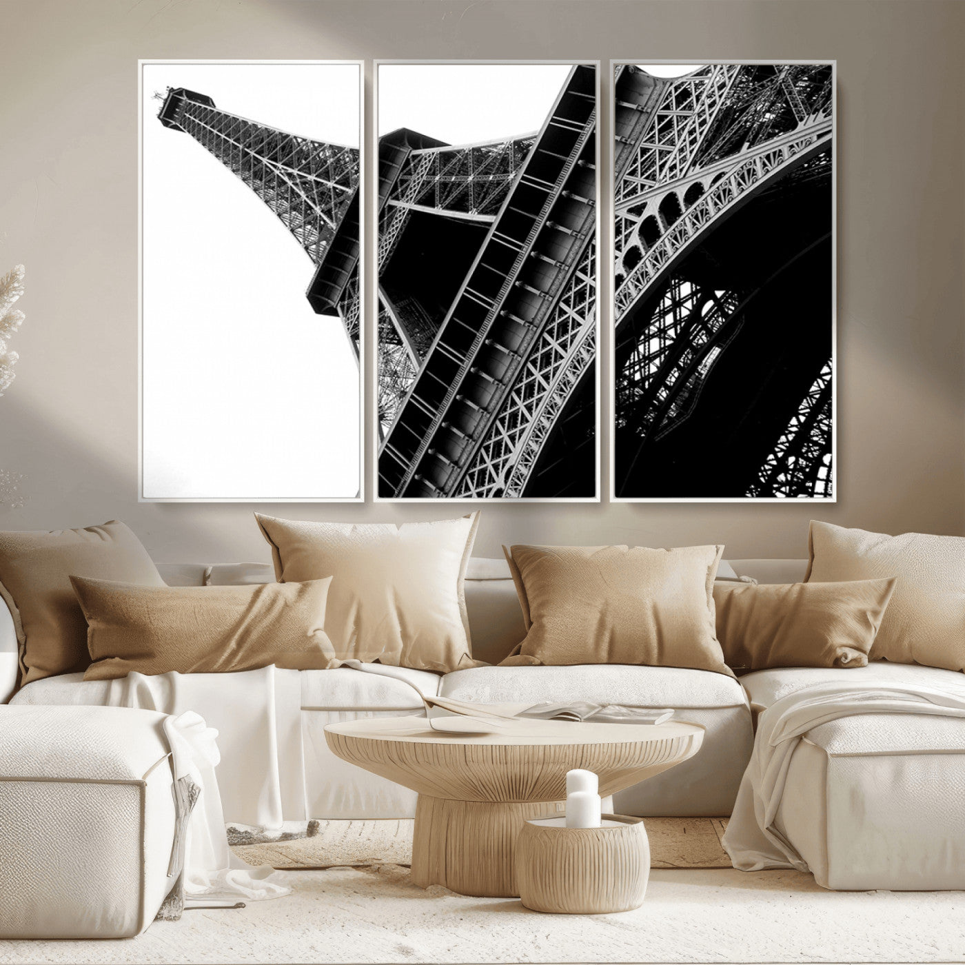 89033-MGV-CV-36X24-Eiffel Tower Wall Art – Dramatic Black and White Architectural Canvas Print, Modern Paris Decor for Office, Living Room or