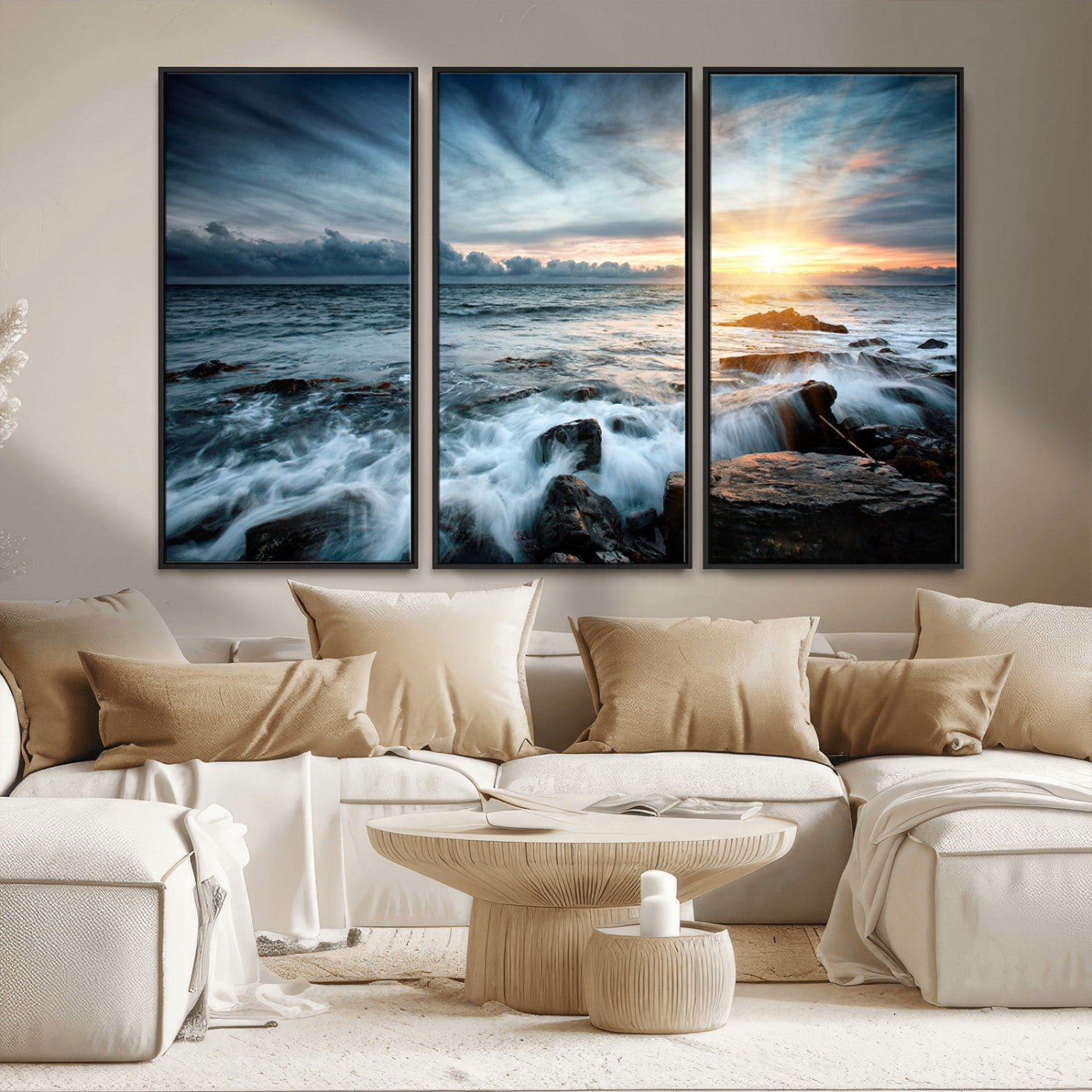 33428-MGV-CV-36X24-Ocean Sunrise Wall Art – Serene Seascape Canvas Print, Coastal Home or Office Decor, Perfect for Living Room, Bedroom, or Study