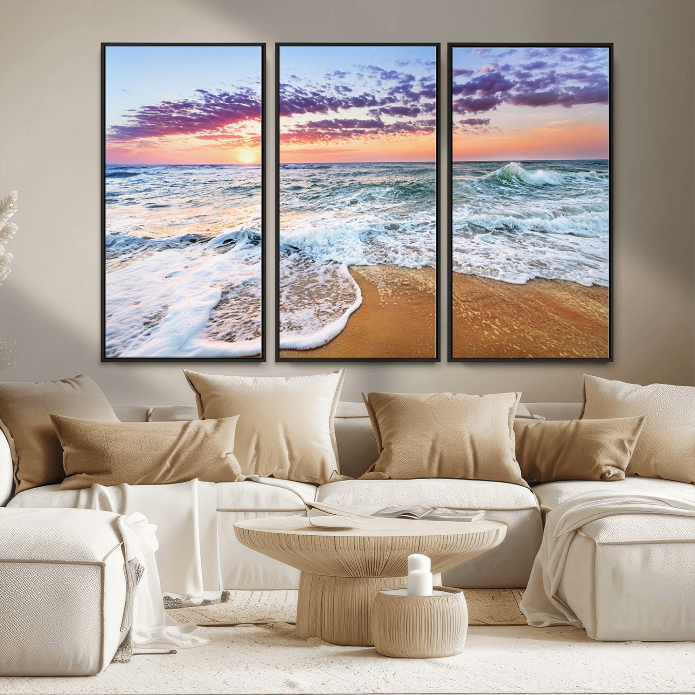 53006-MGV-CV-36X24-Ocean Beach Sunset Wall Art – Vibrant Seascape Canvas Print, Coastal Home Decor for Living Room, Bedroom, Office or Beach House