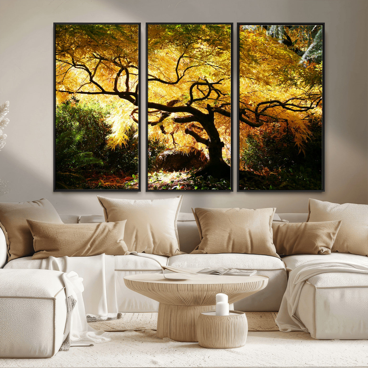 19067-MGV-CV-36X24-Golden Canopy Wall Art – Panoramic Autumn Tree Canvas Print, Warm Seasonal Decor for Living Room, Office or Garden Space