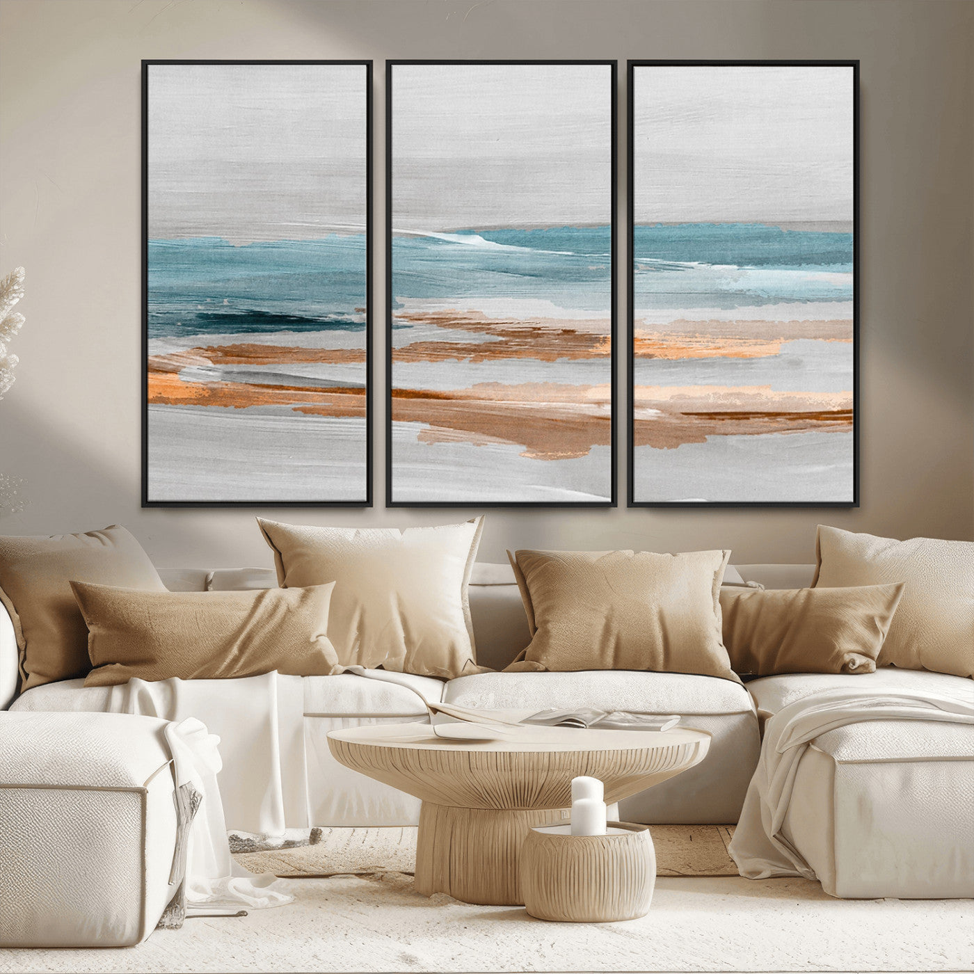23430-MGV-CV-36X24-Abstract Coastal Wall Art – Modern Ocean Horizon Canvas Print, Minimalist Beach Scene Painting for Bedroom, Living Room, Office or