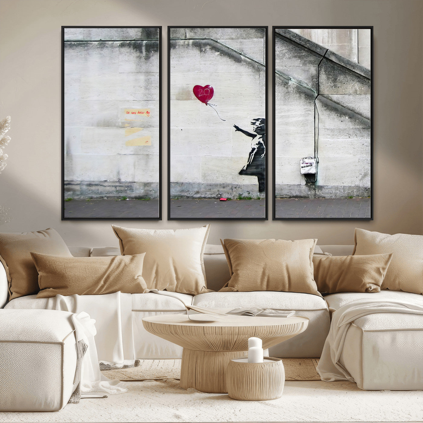 50559-MGV-CV-36X24-Banksy Girl with Balloon Wall Art – Famous Street Graffiti Canvas Print, Modern Urban Artwork for Living Room, Bedroom or Office