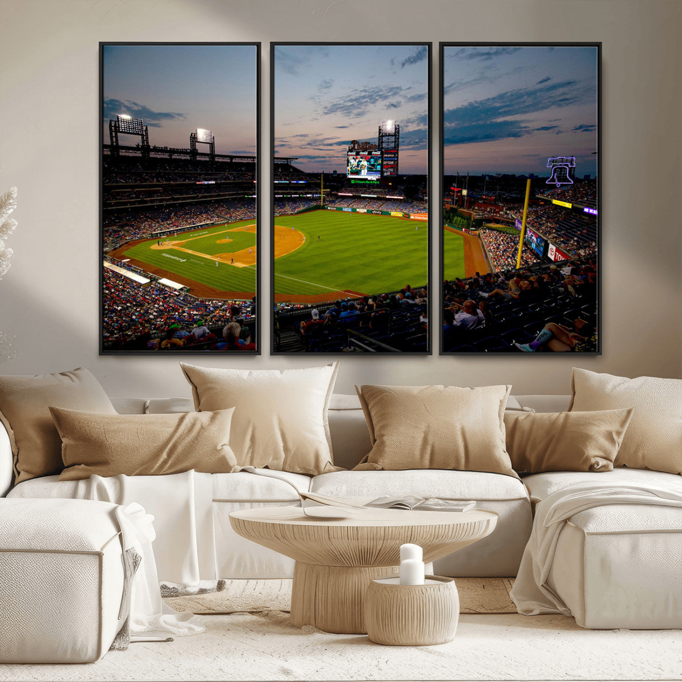 17415-MGV-CV-36X24-Philadelphia Phillies Stadium Wall Art Canvas Print, Framed Citizens Bank Park Art Picture Print, Phillies Stadium Field Perfect