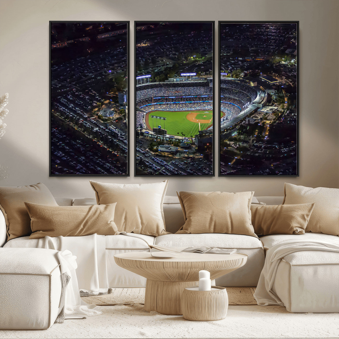 16515-MGV-CV-36X24-Dodgers Stadium Wall Art Canvas Print, Framed Baseball Stadium Art Picture Print, Dodgers Field Perfect Sport Room Decor Artwork