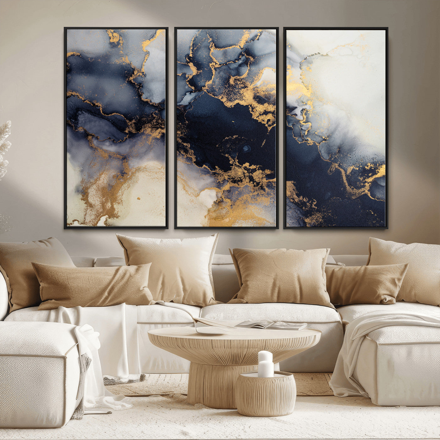 41136487-MGV-CV-36X24-Black Marble Wall Art Canvas Print, Framed Gold Veins Art Picture Print, Abstract Texture Perfect Moody Luxe Decor Artwork