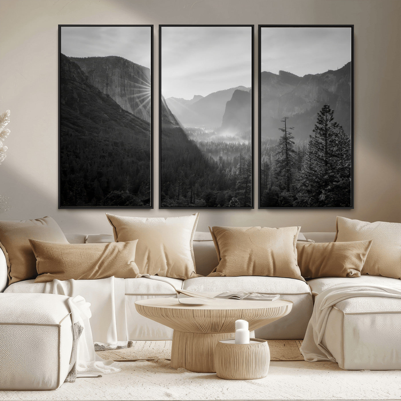 39278955-MGV-CV-36X24-Yosemite Valley Wall Art Canvas Print, Framed El Capitan Art Picture Print, Misty Mountain Perfect Modern Rustic Decor Artwork