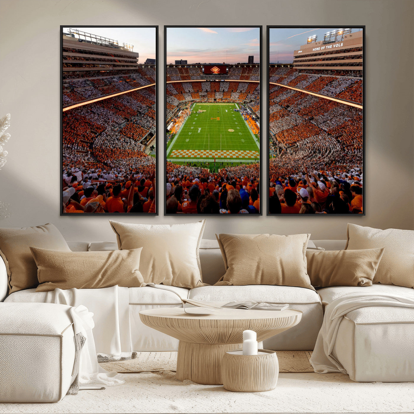 37160229-MGV-CV-36X24-Tennessee Volunteers Wall Art – Neyland Stadium Sunset Checkerboard Game Canvas Print, Vols Football Panorama Sports Decor