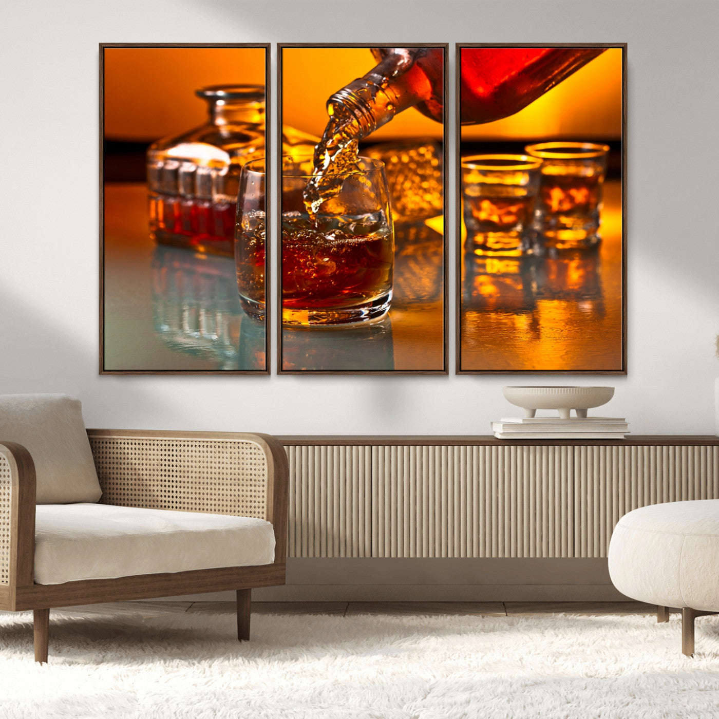 18250-MGV-CV-36X24-Whiskey Pour Wall Art – Captivating Whiskey Splash Canvas Print, Elegant Bar or Home Lounge Decor for Office, Man Cave or Living
