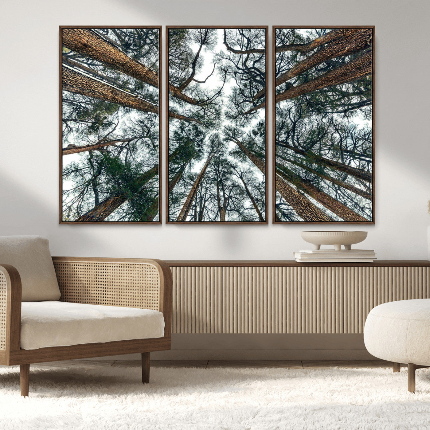 18790-MGV-FC-48X32-3P_Walnut-Pine Canopy Wall Art – Panoramic View of Towering Pines Canvas Print, Nature-Inspired Decor for Office, Cabin or Living Room
