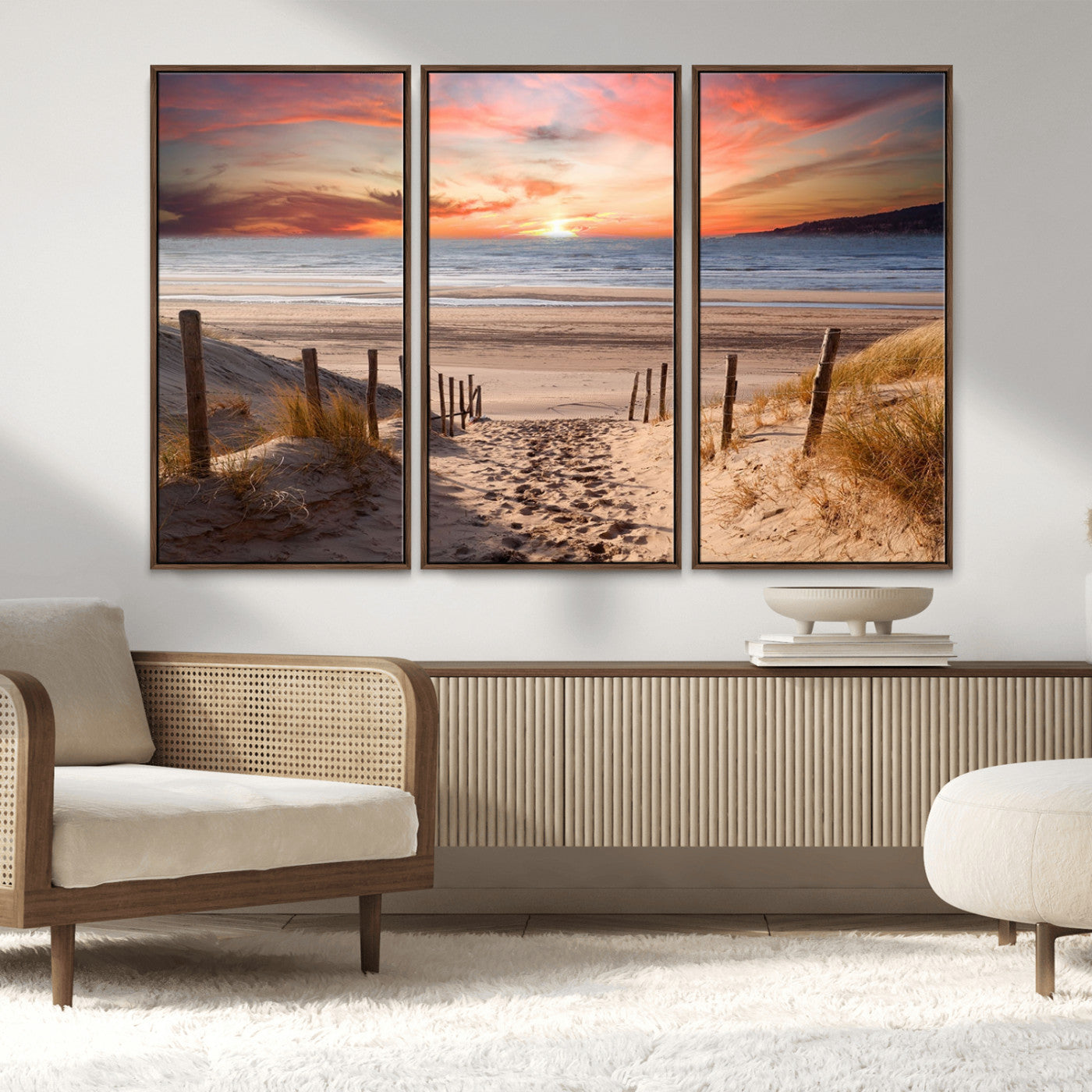 78111-MGV-CV-36X24-Sunset Pathway Wall Art – Panoramic Coastal Canvas Print, Tranquil Beach Decor for Living Room, Office or Bedroom