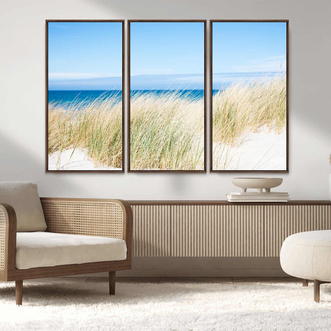 96913-MGV-CV-36X24-Coastal Dunes Wall Art – Serene Beach Grass and Blue Ocean Canvas Print, Relaxing Seaside Nature Decor for Living Room, Bedroom or