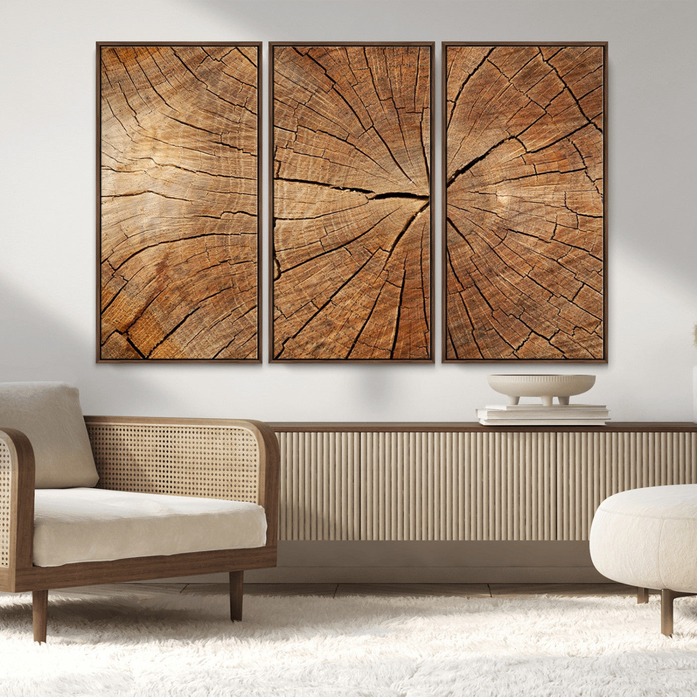 61710-MGV-CV-36X24-Tree Rings Wall Art – Rustic Wood Grain Canvas Print of Tree Trunk Cross Section, Nature Inspired Decor for Cabin, Office, Living