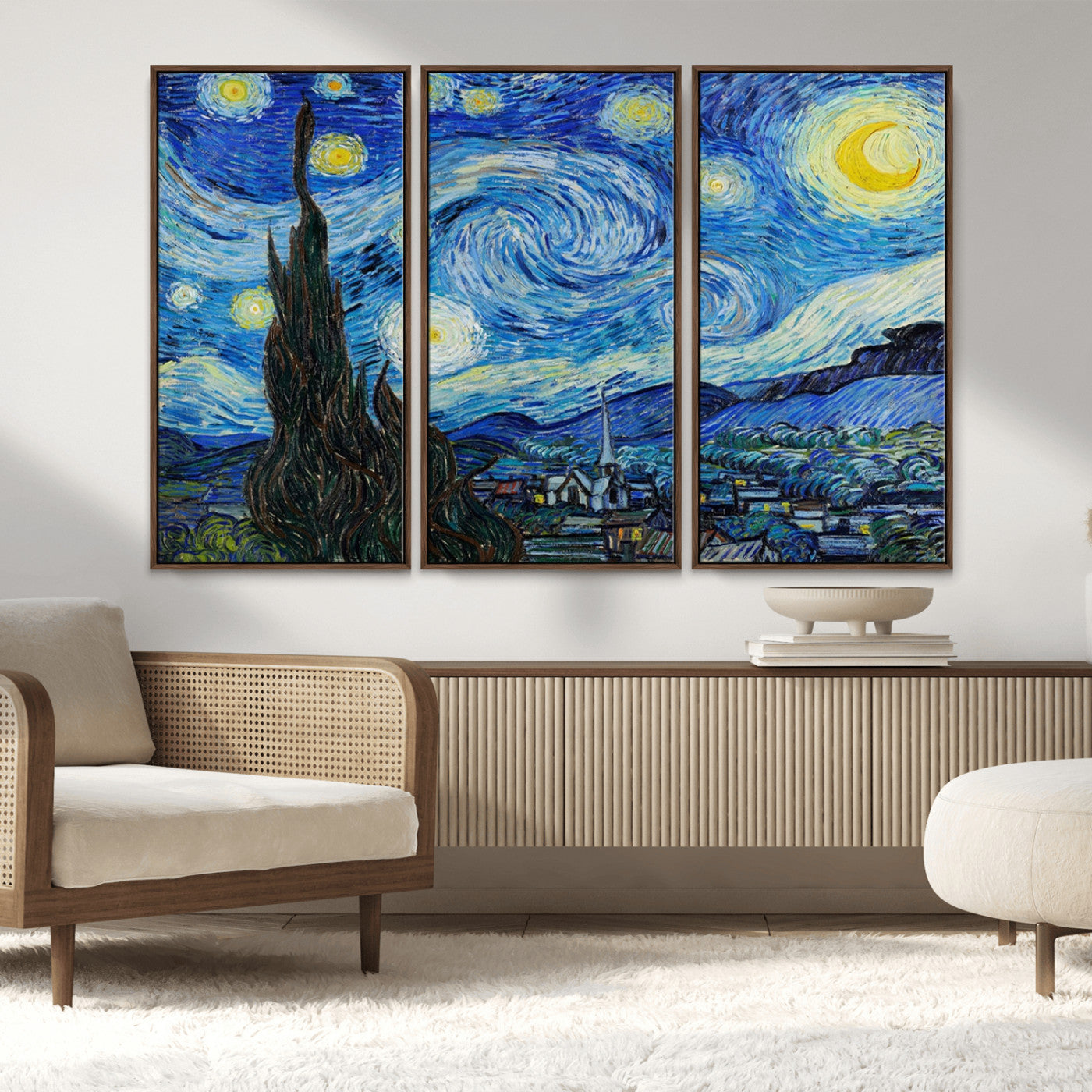 39177-MGV-CV-36X24-Starry Night Wall Art – Vincent van Gogh Famous Painting Canvas Print, Timeless Starry Sky Decor for Living Room, Bedroom or