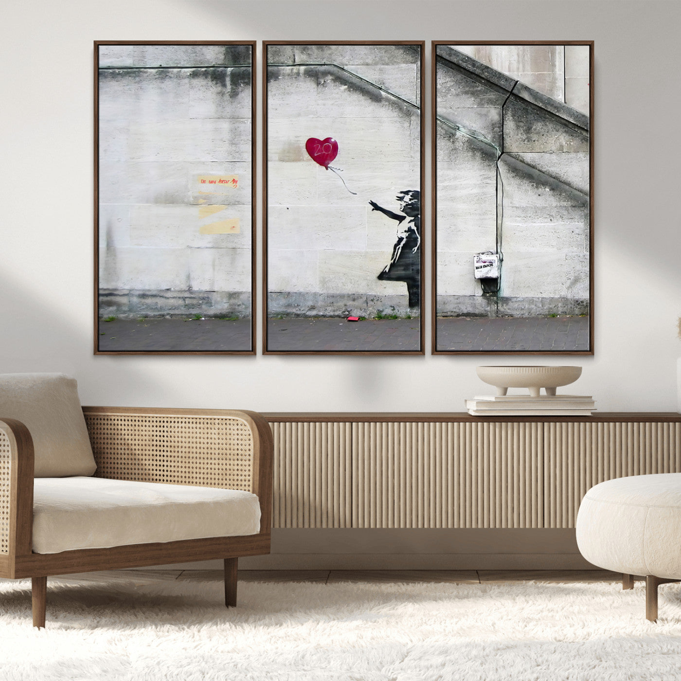 50559-MGV-CV-36X24-Banksy Girl with Balloon Wall Art – Famous Street Graffiti Canvas Print, Modern Urban Artwork for Living Room, Bedroom or Office