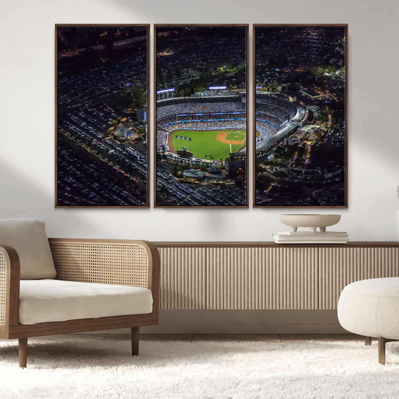 16515-MGV-CV-36X24-Dodgers Stadium Wall Art Canvas Print, Framed Baseball Stadium Art Picture Print, Dodgers Field Perfect Sport Room Decor Artwork
