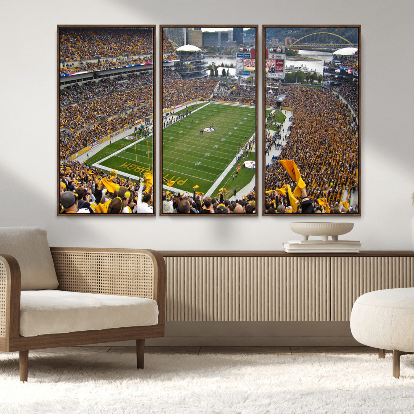 51419-MGV-CV-36X24-Heinz Field Wall Art Canvas Print, Framed Pittsburgh Stadium Field Art Picture Print, Heinz Stadium Field Perfect Sports Room