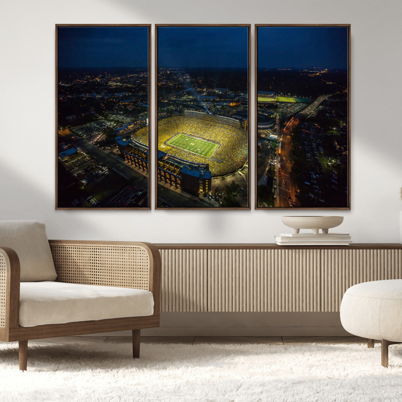 52519-MGV-CV-36X24-Michigan Football Stadium Wall Art Canvas Print, Framed Michigan Stadium Art Picture Print, Michigan Wolverines Field Perfect