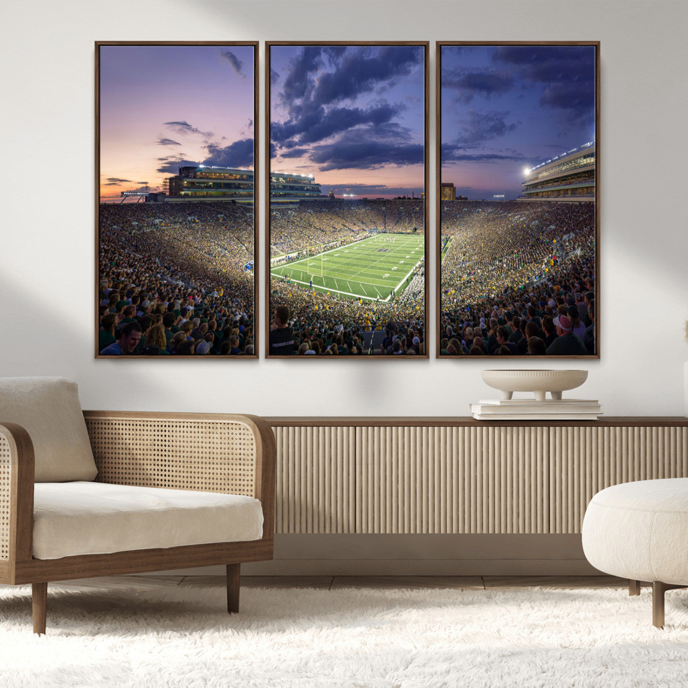 50825-MGV-CV-36X24-Notre Dame Stadium Wall Art Canvas Print, Framed Indiana Stadium Art Picture Print, Football Stadium Perfect Sports Room Decor