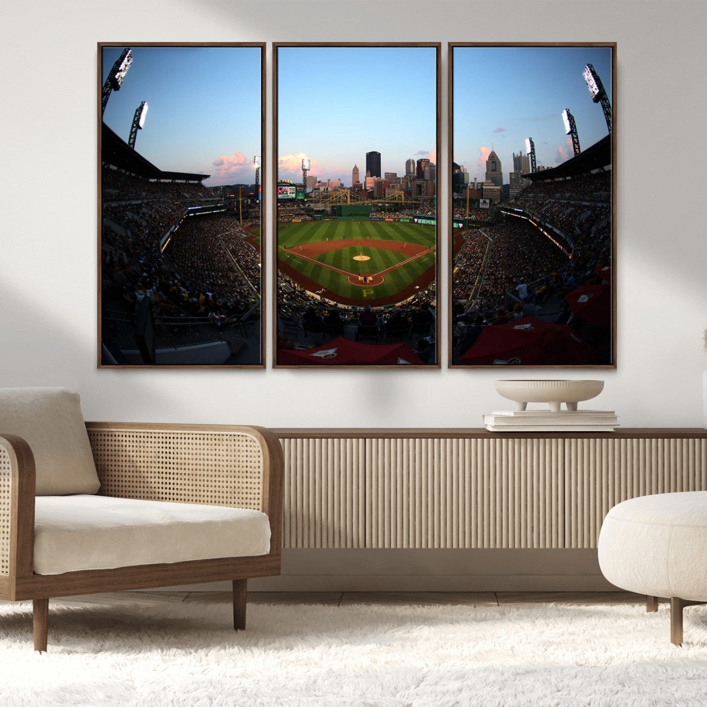 67670-MGV-CV-36X24-PNC Park Stadium Wall Art Canvas Print, Framed Pittsburgh Pirates Stadium Art Picture Print, PNC Park Field Perfect Sport Room