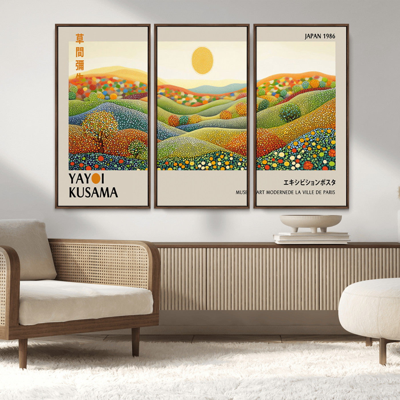 33864-MGV-CV-36X24-Pointillism Yayoi Wall Art Canvas Print, Framed Yayoi Kusama Art Picture Print, Yayoi Kusama Dot Perfect Abstract Nature Decor