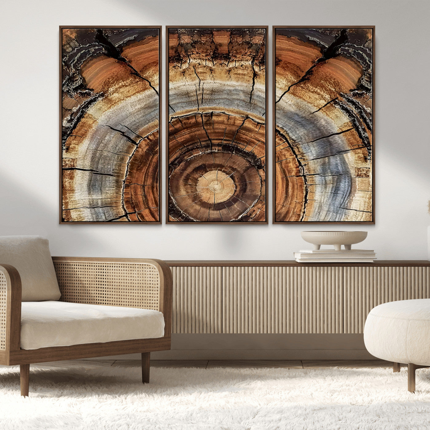15184146-MGV-CV-36X24-Tree Rings Wall Art Canvas Print, Framed Wood Texture Art Picture Print, Rustic Pattern Perfect Rustic Organic Decor Artwork
