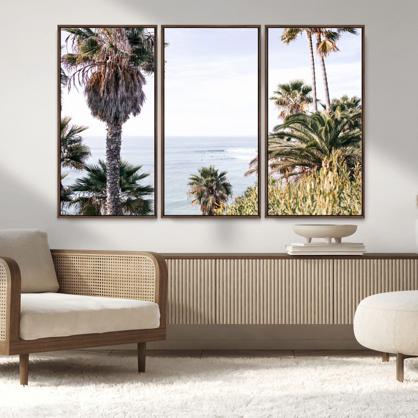 51404565-MGV-CV-36X24-Palm Trees Wall Art Canvas Print, Framed Ocean Breeze Art Picture Print, Coastal View Perfect Tropical Coastal Decor Artwork