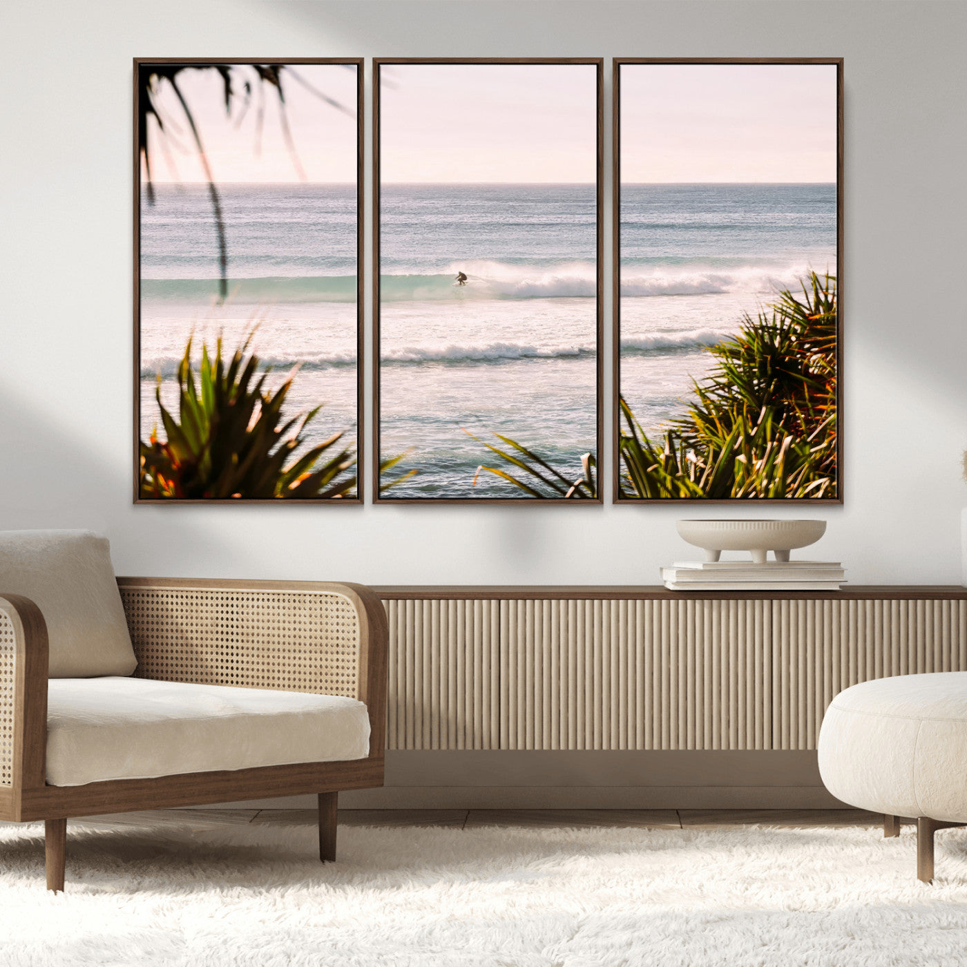 23287092-MGV-CV-36X24-Ocean Surfer Wall Art Canvas Print, Framed Coastal Surf Art Picture Print, Tropical Beach Perfect Tropical Coastal Decor Artwork