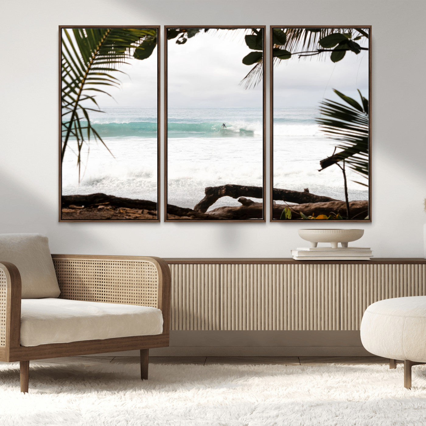 50382104-MGV-CV-36X24-Tropical Surf Wall Art Canvas Print, Framed Palm Tree View Art Picture Print, Beach House Art Perfect Boho Coastal Decor Artwork