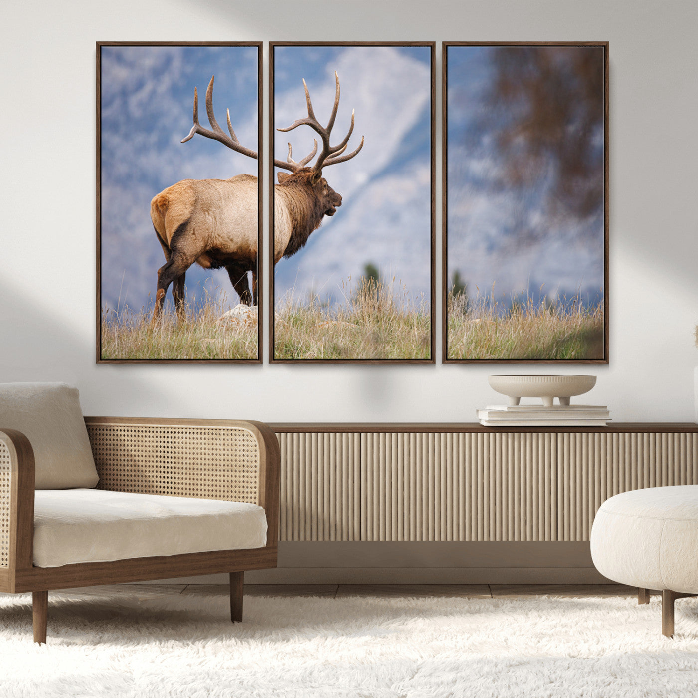 26365841-MGV-CV-36X24-Mountain Elk Art Wall Art Canvas Print, Framed Rustic Wildlife Print Art Picture Print, Lodge Style Decor Perfect Rustic Lodge