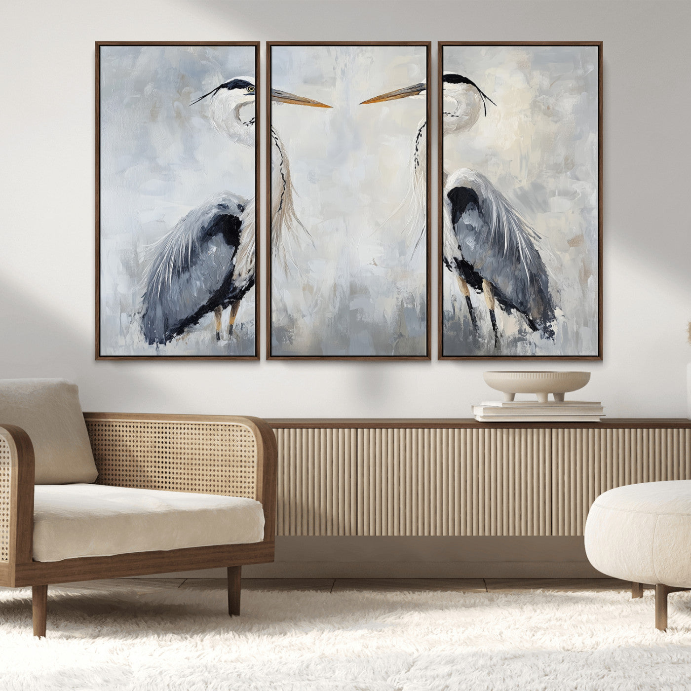 90806932-MGV-CV-36X24-Heron Wall Art Wall Art Canvas Print, Framed Bird Canvas Decor Art Picture Print, Nature Inspired Perfect Coastal Minimalist Decor