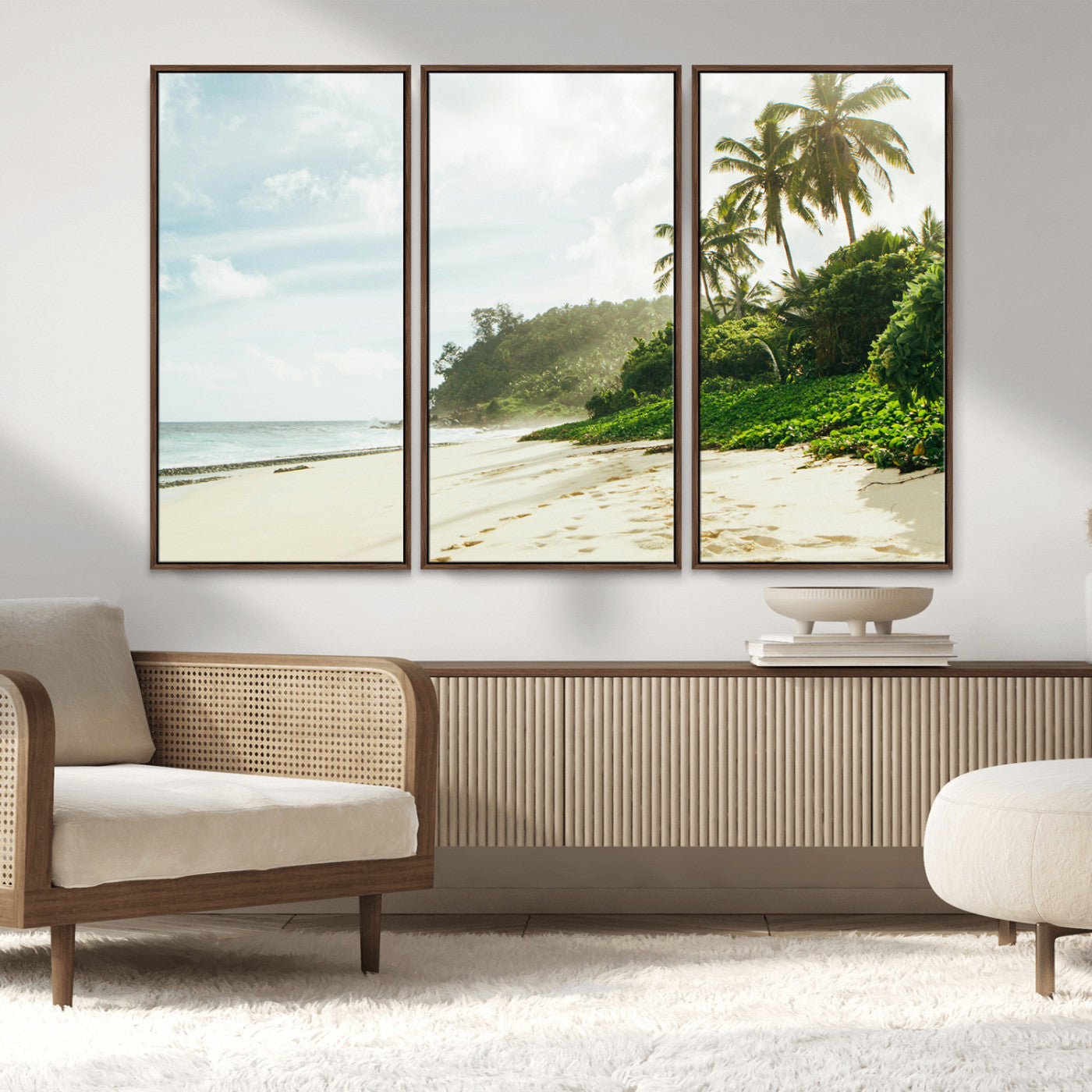 42984524-MGV-CV-36X24-Relaxing Beach Wall Art Canvas Print, Framed Ocean View Art Picture Print, Coastal Serenity Perfect Tropical Coastal Decor Artwork