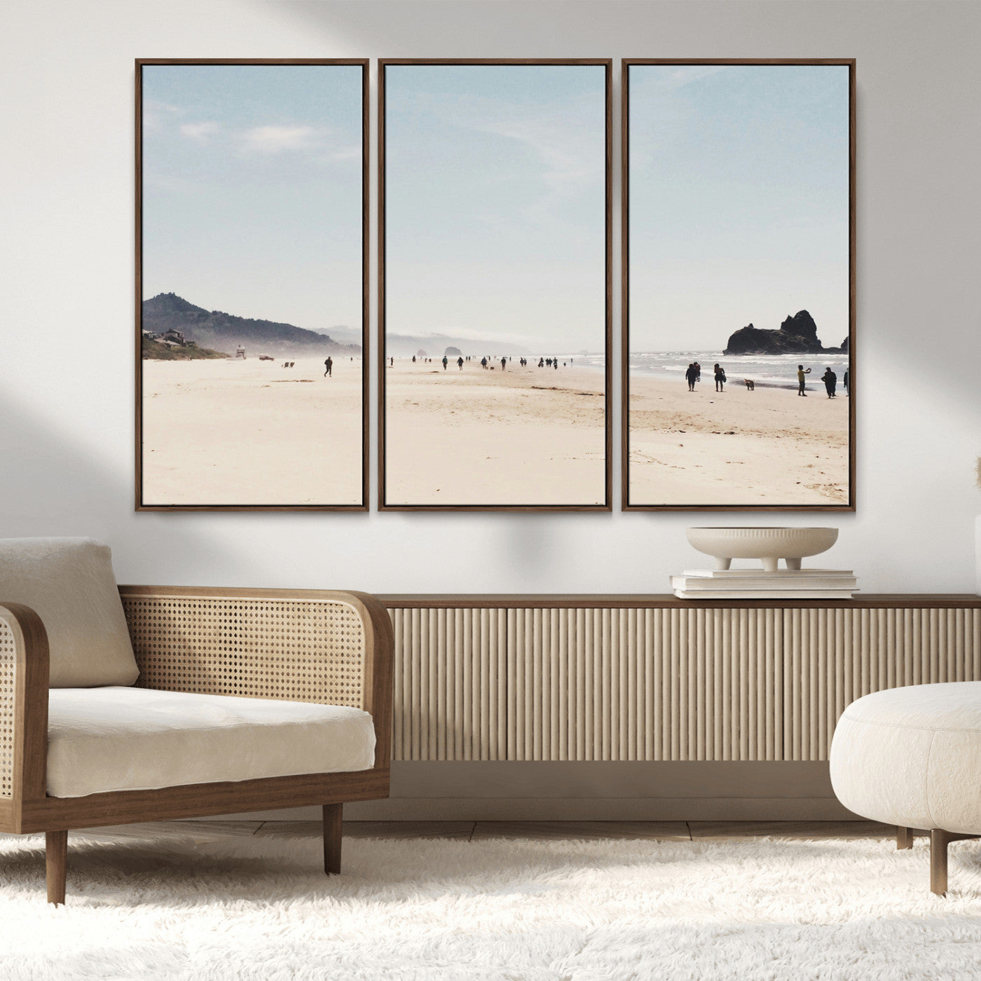 28307820-MGV-CV-36X24-Minimalist Beach Wall Art Canvas Print, Framed Coastal Serenity Art Picture Print, Soft Sand Perfect Modern Coastal Decor Artwork