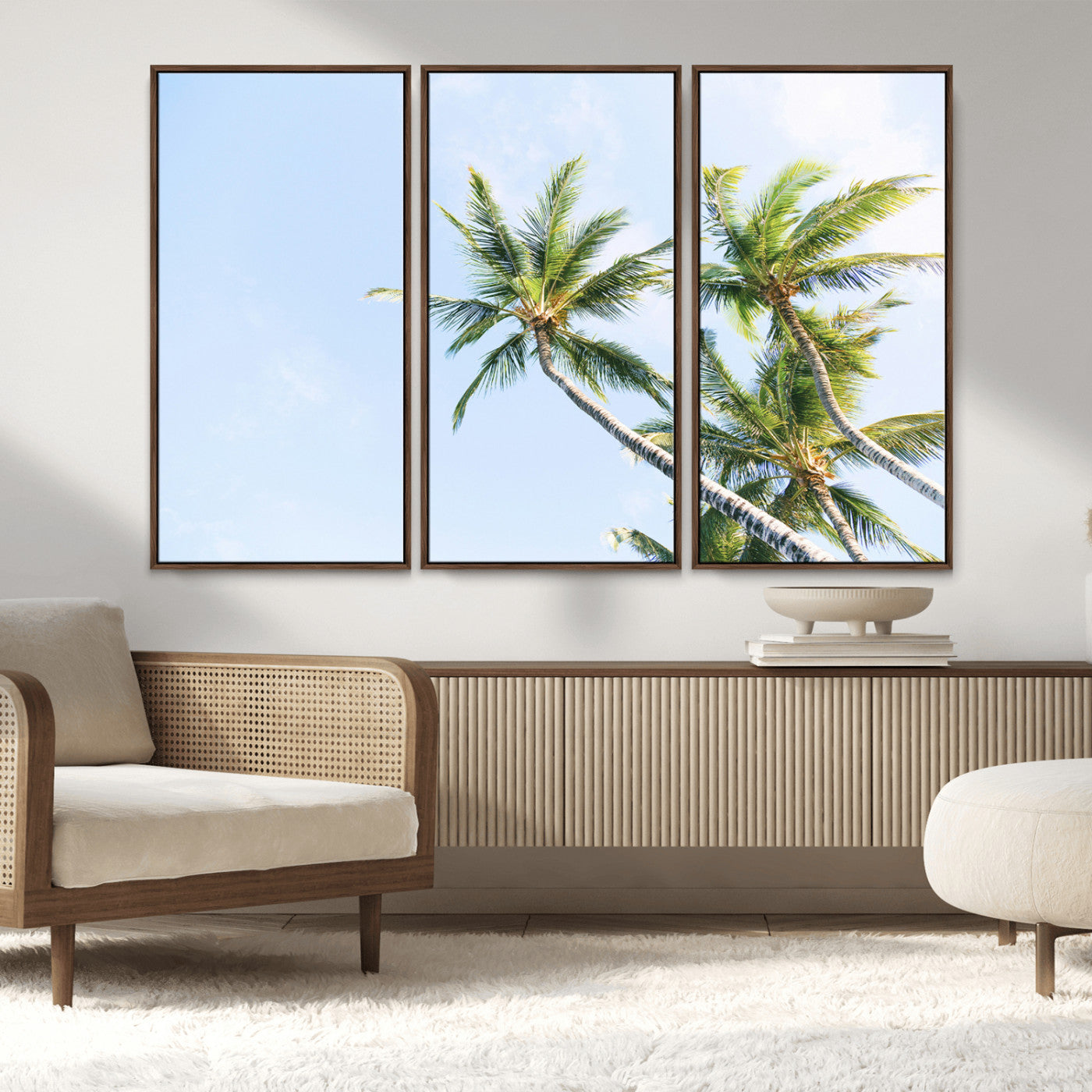 54719115-MGV-CV-36X24-Palm Trees Wall Art Canvas Print, Framed Tropical Aesthetic Art Picture Print, Coastal Serenity Perfect Tropical Minimalist Decor