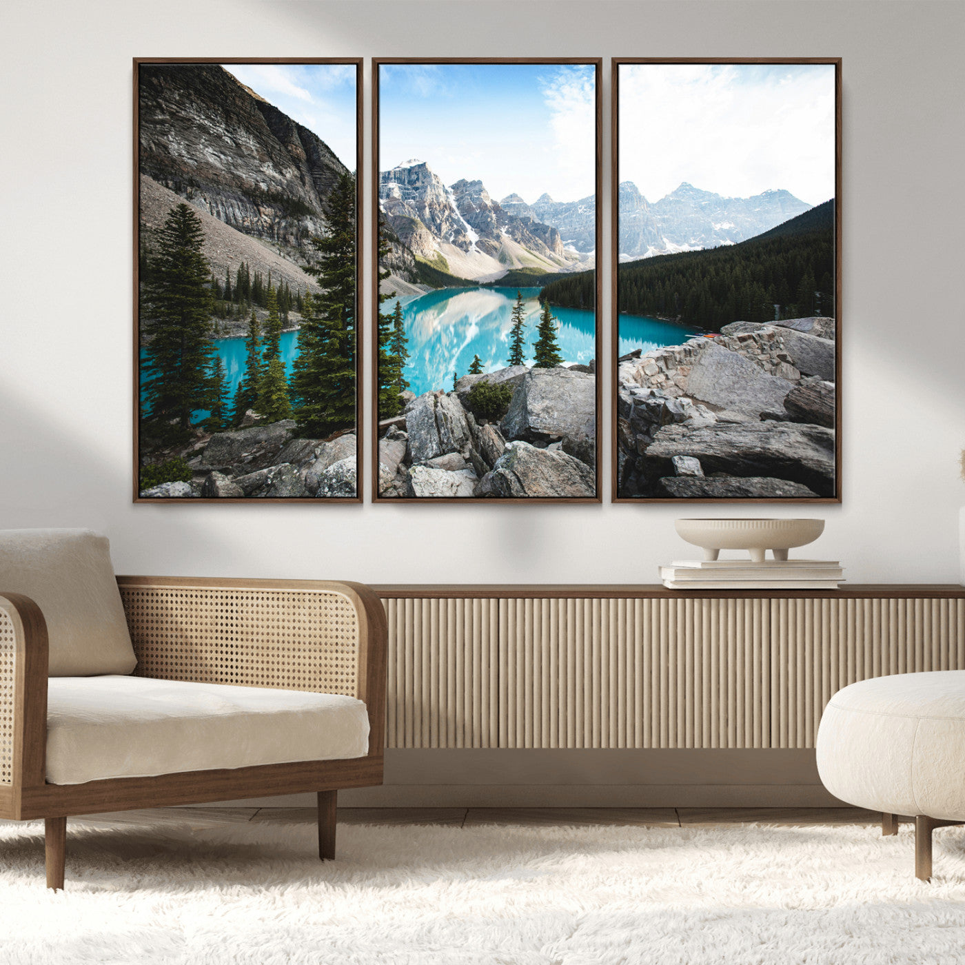 98014896-MGV-CV-36X24-Canadian Rockies Wall Art Canvas Print, Framed Mountain Landscape Art Picture Print, Turquoise Water Perfect Scandinavian