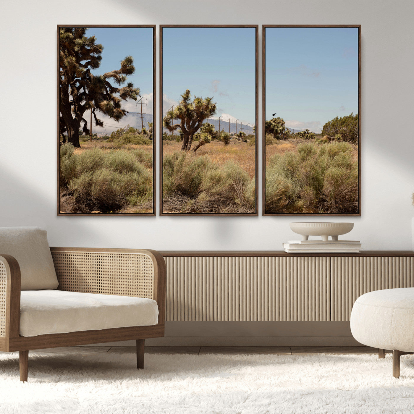 16114018-MGV-CV-36X24-Joshua Tree Wall Art Canvas Print, Framed Desert Landscape Art Picture Print, Mountain Horizon Perfect Southwestern Boho Decor