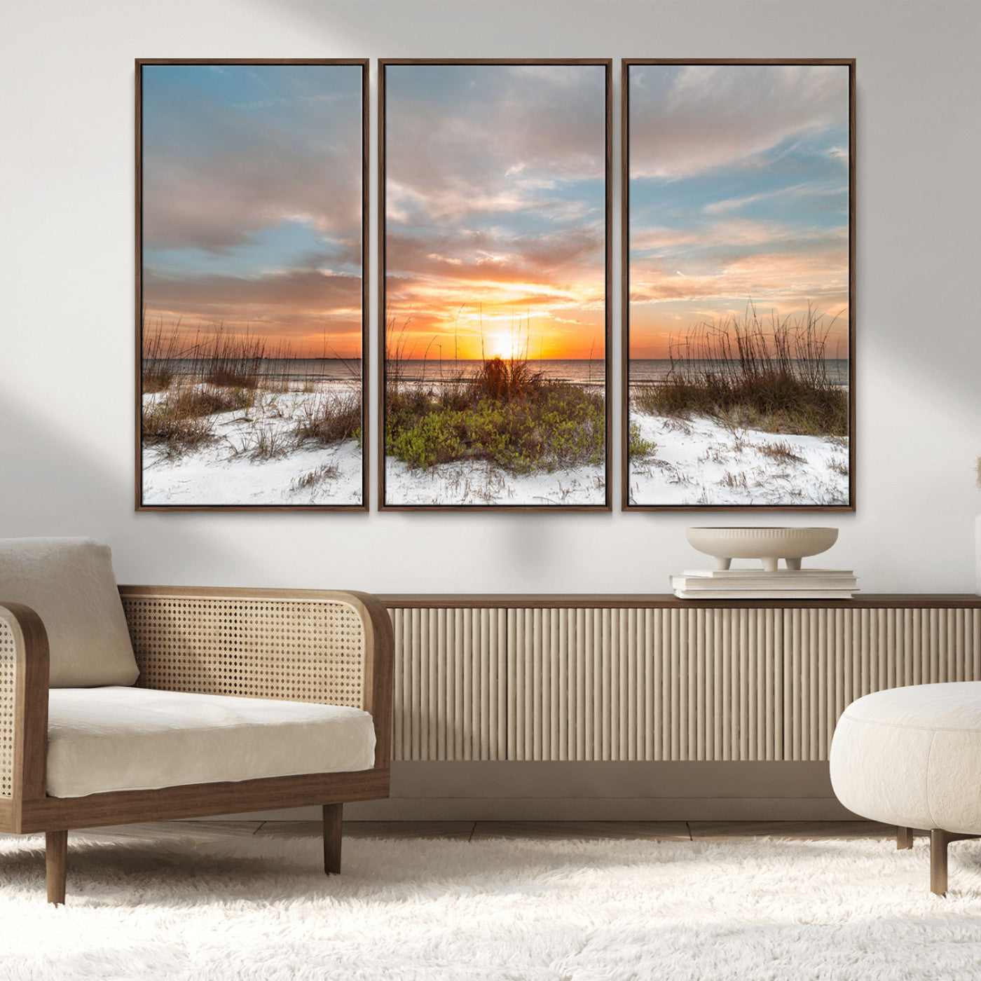58266230-MGV-CV-36X24-Sunset Beach Canvas Wall Art – Coastal Ocean Landscape Print, Seaside Nature Art for Coastal Chic Decor, Living Room, Bedroom,