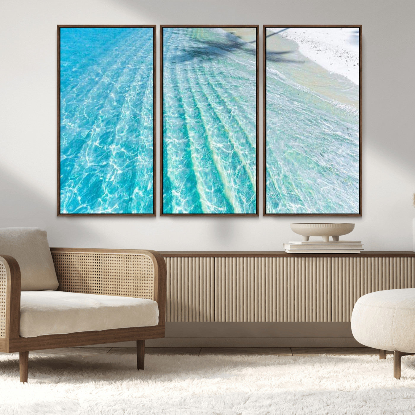 46233906-MGV-CV-36X24-Coastal Wall Art – Turquoise Ocean Waves and White Sand Canvas Print, Tropical Beach Photography Decor for Bedroom, Living Room,