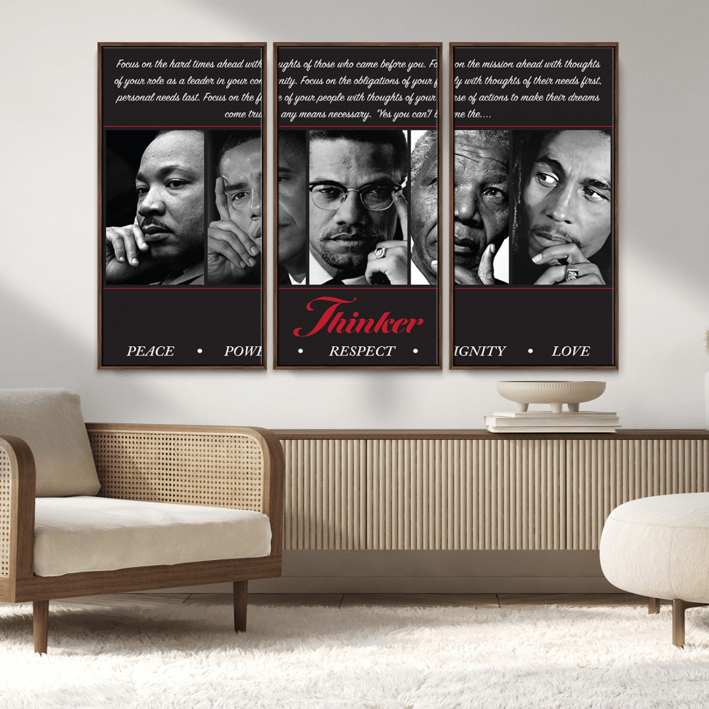 45112-MGV-CV-36X24-Black Icons Wall Art Canvas Print, Framed Thinker Art Picture Print, Motivational Quote Perfect Cultural Modern Decor Artwork