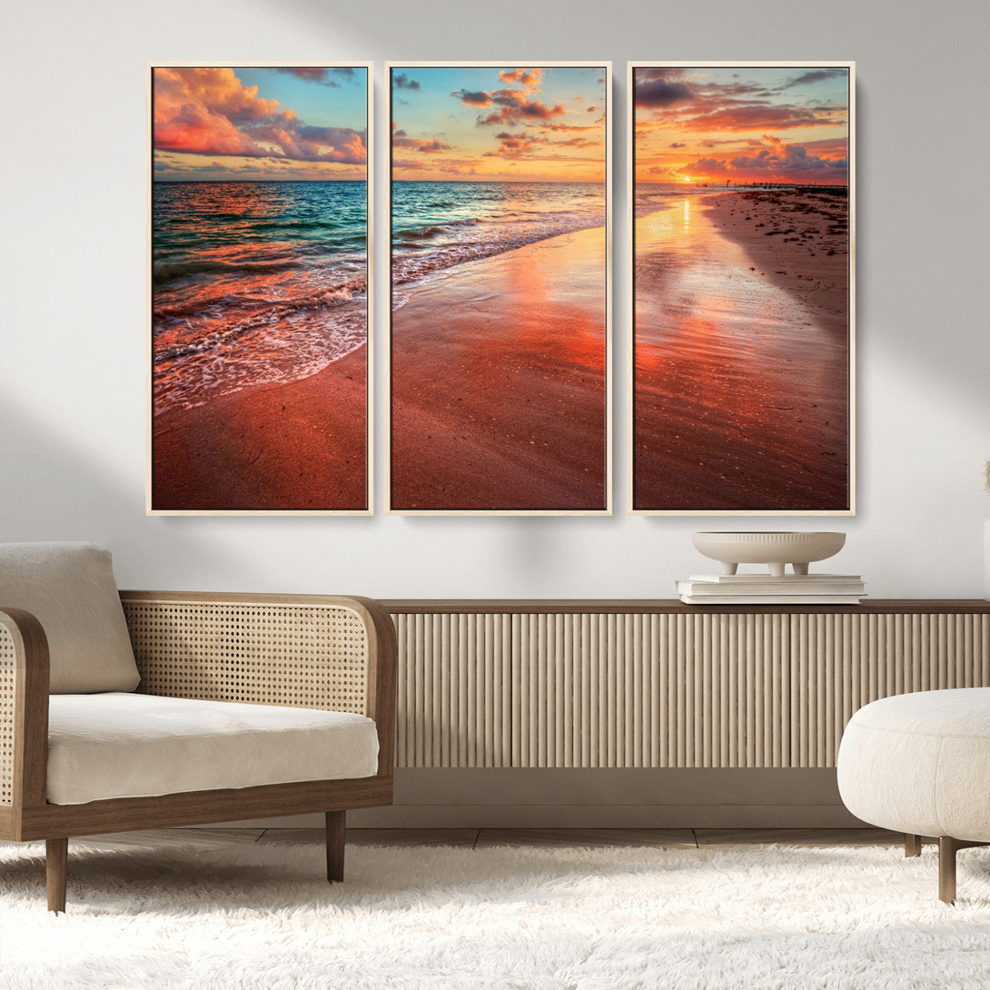 77723-MGV-CV-36X24-Sunset Beach Wall Art – Vibrant Ocean Canvas Print, Coastal Landscape Decor for Living Room, Bedroom or Office, Relaxing Tropical