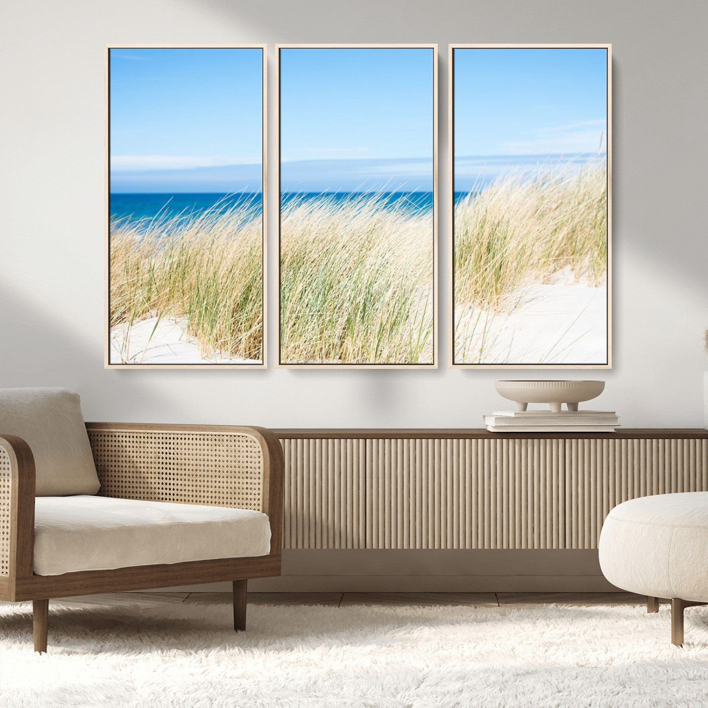 96913-MGV-CV-36X24-Coastal Dunes Wall Art – Serene Beach Grass and Blue Ocean Canvas Print, Relaxing Seaside Nature Decor for Living Room, Bedroom or