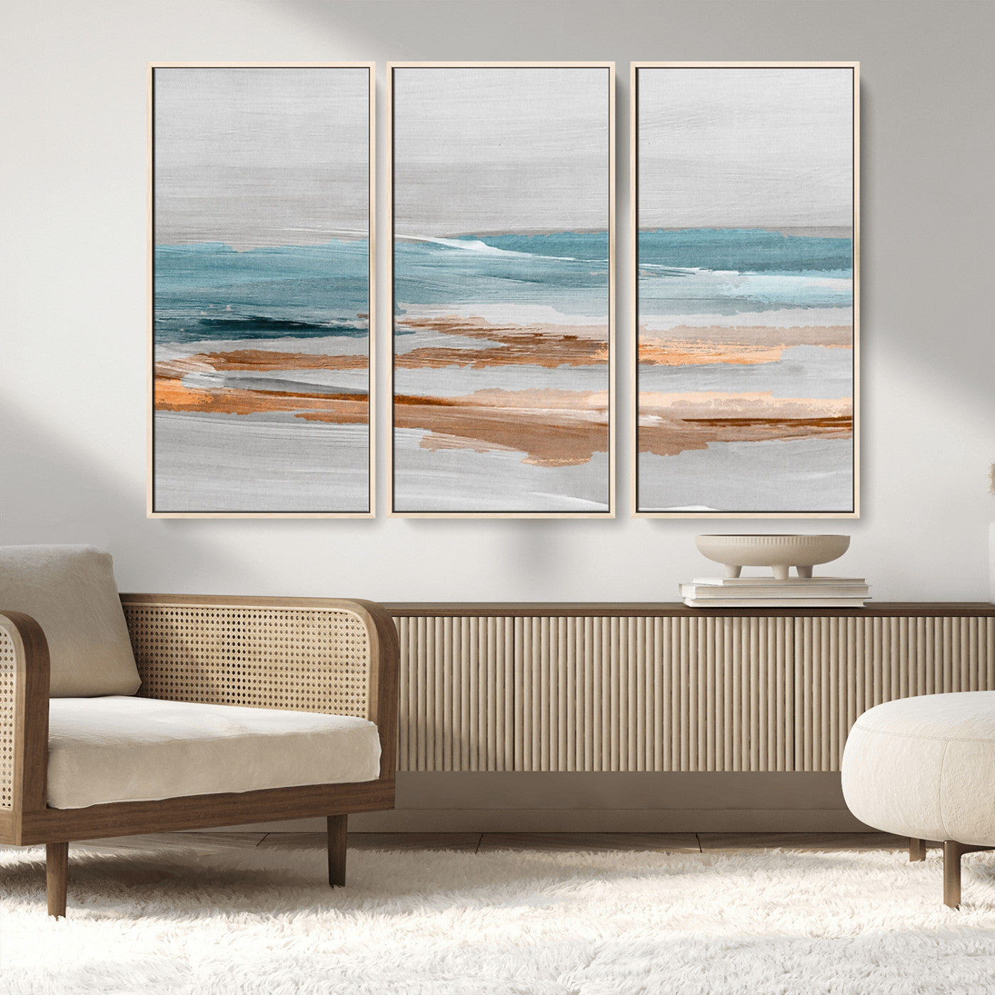 23430-MGV-CV-36X24-Abstract Coastal Wall Art – Modern Ocean Horizon Canvas Print, Minimalist Beach Scene Painting for Bedroom, Living Room, Office or