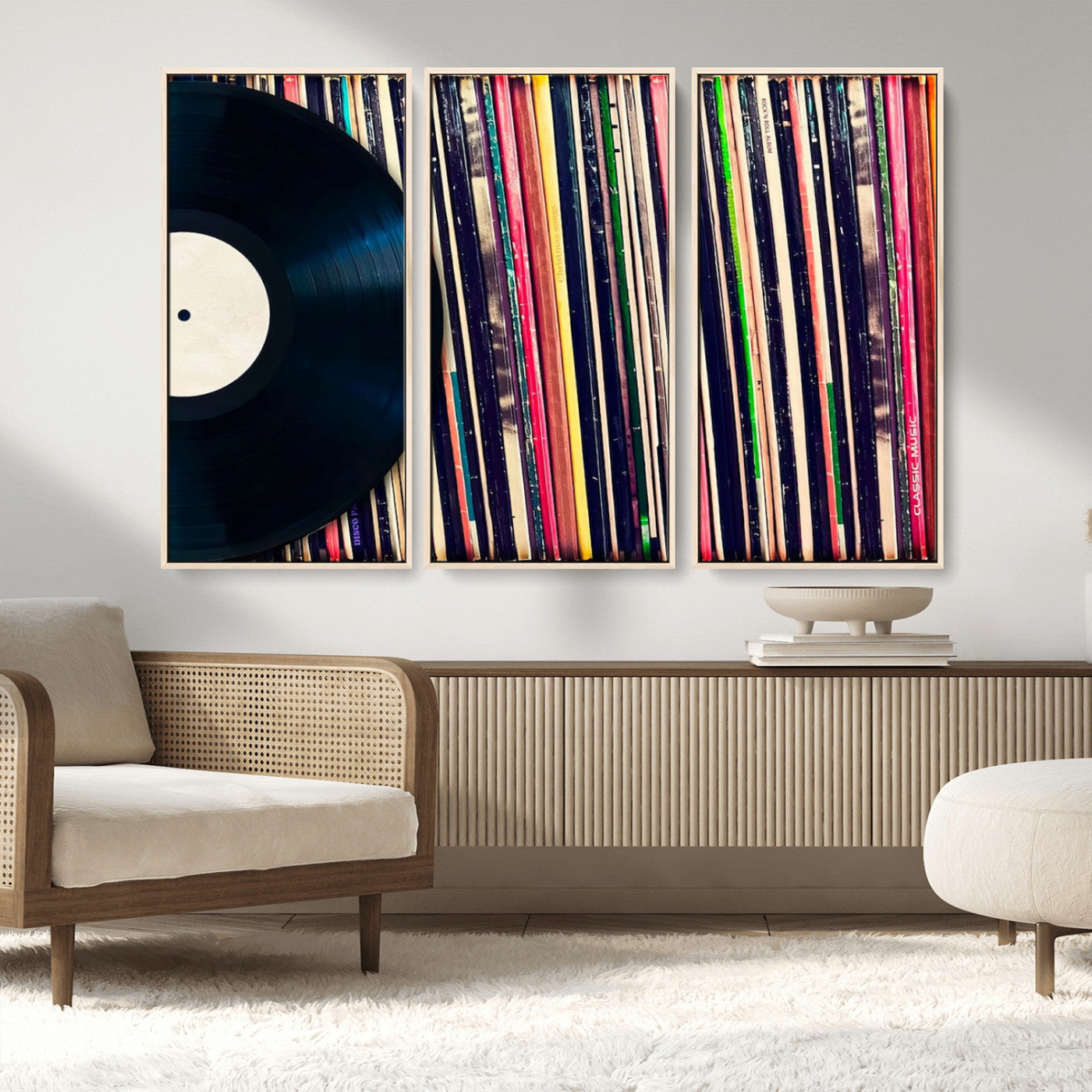 45029-MGV-FC-48X32-3P_Natural-Misty Pine Forest Wall Art – Black and White Landscape Canvas Print, Foggy Trees Nature Photography, Modern Minimalist Decor for