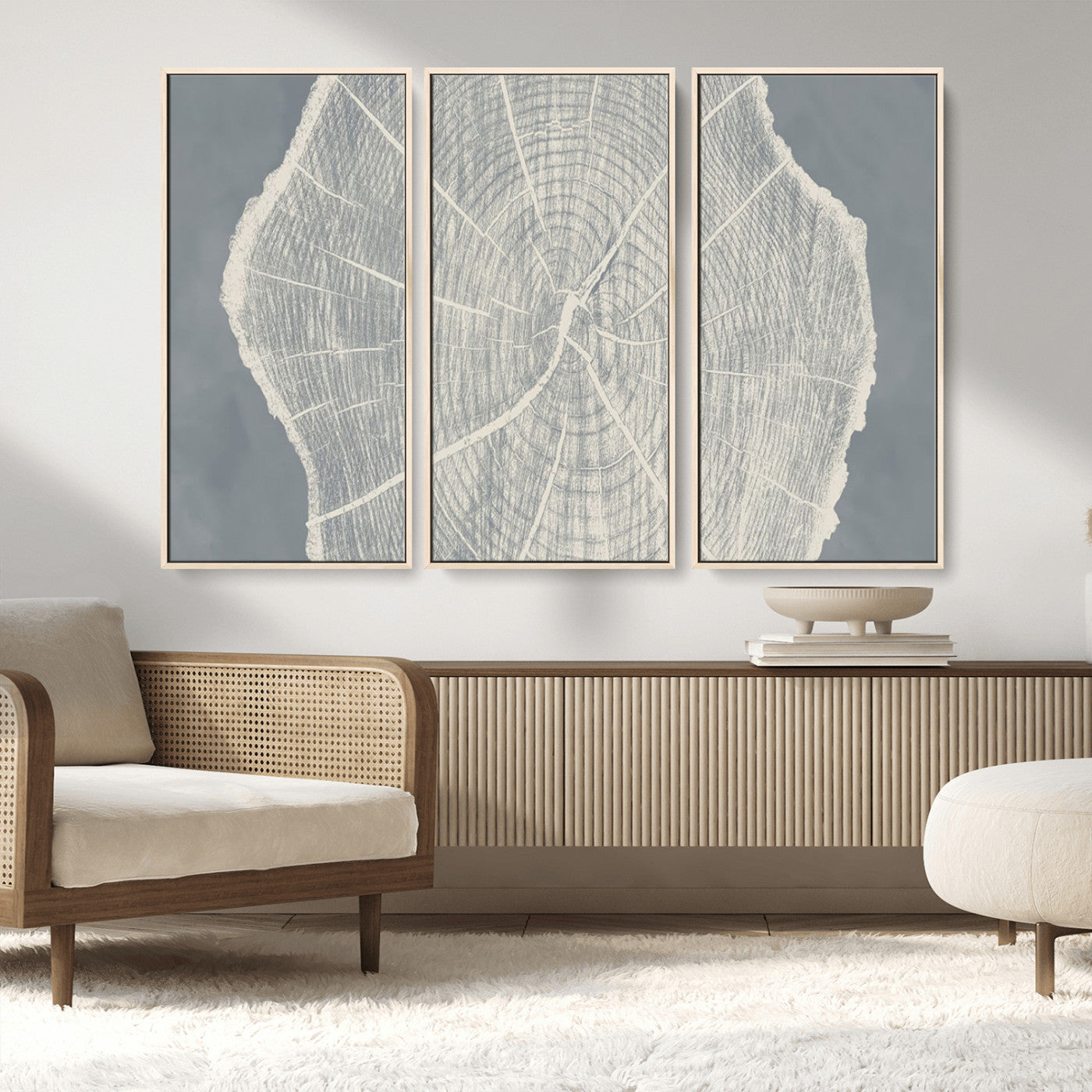 25547-MGV-CV-36X24-Tree Ring Wall Art Canvas Print, Framed Linocut Tree Ring Art Picture Print, Wood Texture Perfect Minimalist Farmhouse Decor