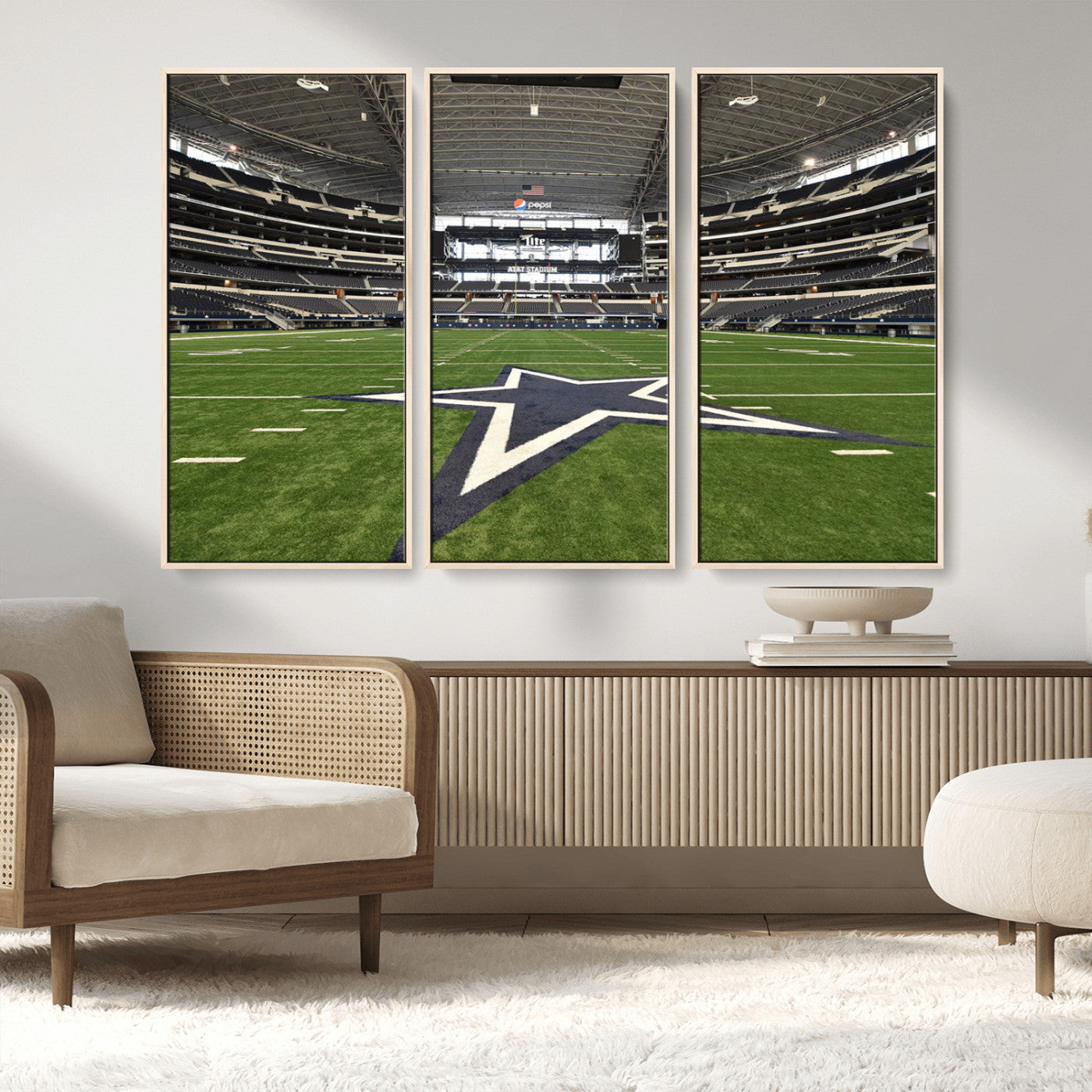14834-MGV-CV-36X24-Dallas Att Stadium Wall Art Canvas Print, Framed Texas NFL Stadium Art Picture Print, American Football Stadium Perfect Sports