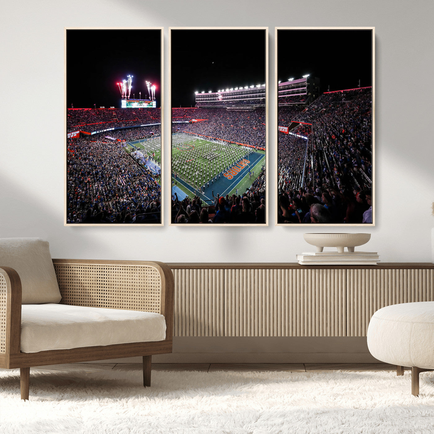 46899-MGV-CV-36X24-Ben Hill Griffin Stadium Wall Art Canvas Print, Framed Football Stadium Art Picture Print, Florida Football Stadium Perfect Sport