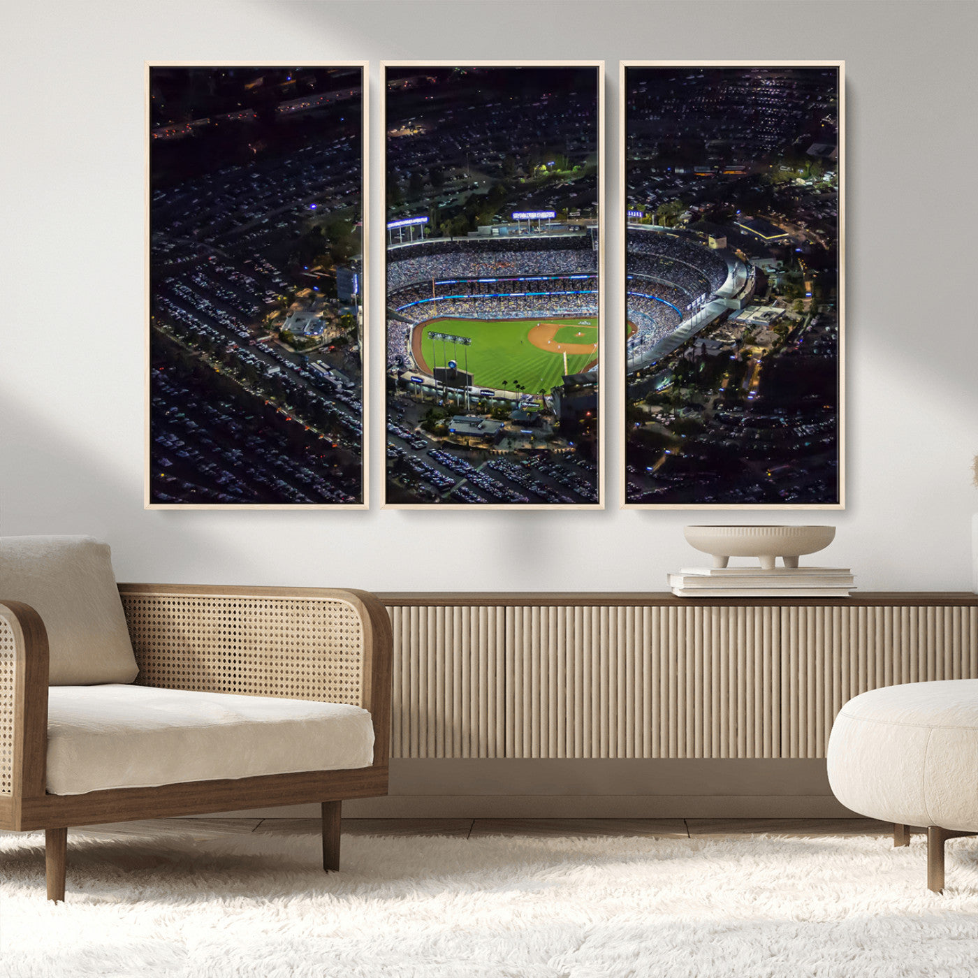 16515-MGV-CV-36X24-Dodgers Stadium Wall Art Canvas Print, Framed Baseball Stadium Art Picture Print, Dodgers Field Perfect Sport Room Decor Artwork