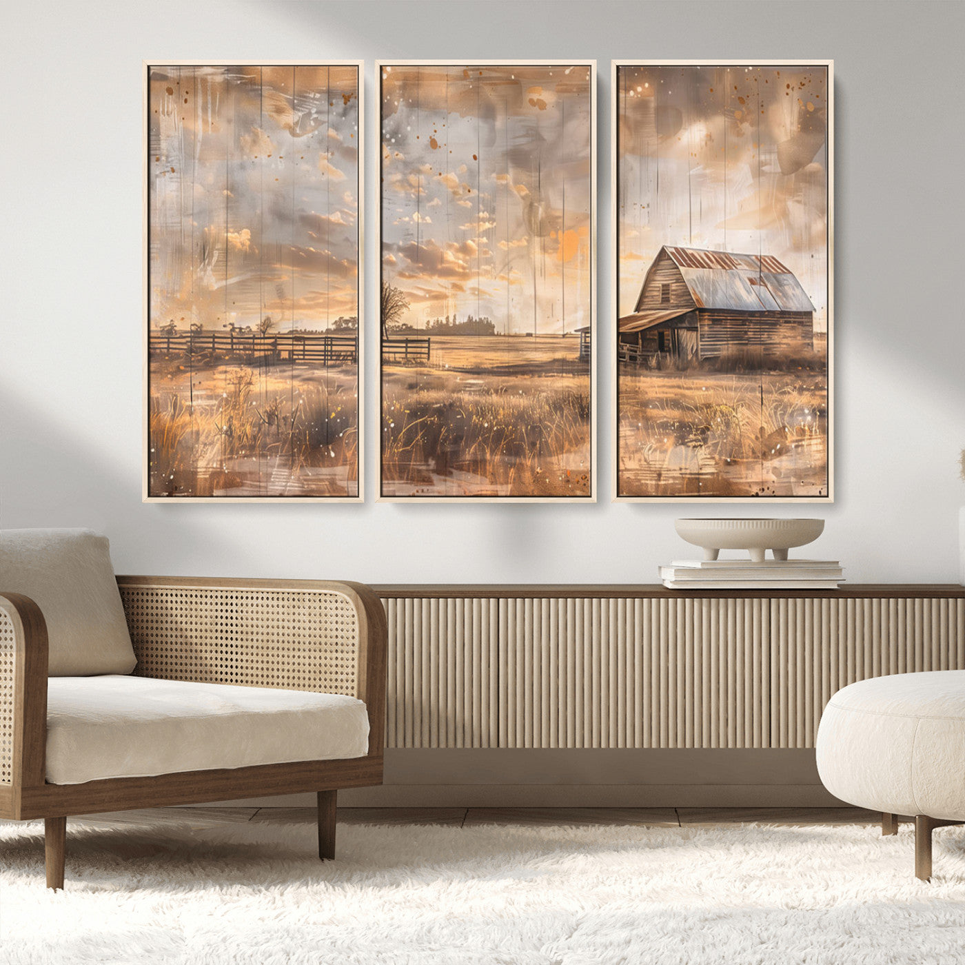 FARM2-MGV-CV-36X24-Rustic Farmhouse Wall Art Canvas Print, Framed Old Barn Art Picture Print, Southwestern Farmhouse Perfect Rustic Decor Artwork