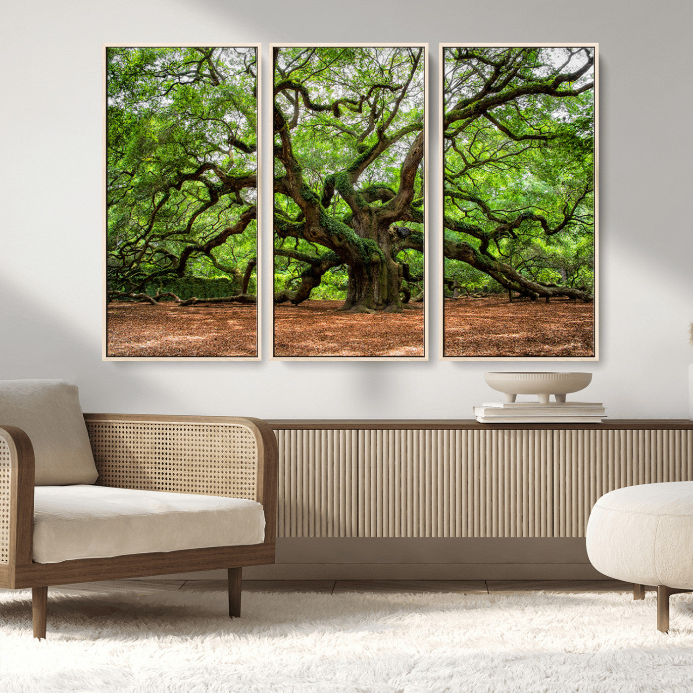 51255351-MGV-FC-48X32-3P_Natural-Ancient Tree Wall Art – Majestic Oak Canvas Print, Large Nature Photography, Sacred Forest Landscape Wall Décor, Wisdom Tree